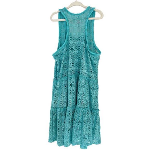 (NWOT) Cat & Jack Bathing Suit Cover Up Dress, Turquoise Lace | Girls L (10/12) - Picture 4 of 6